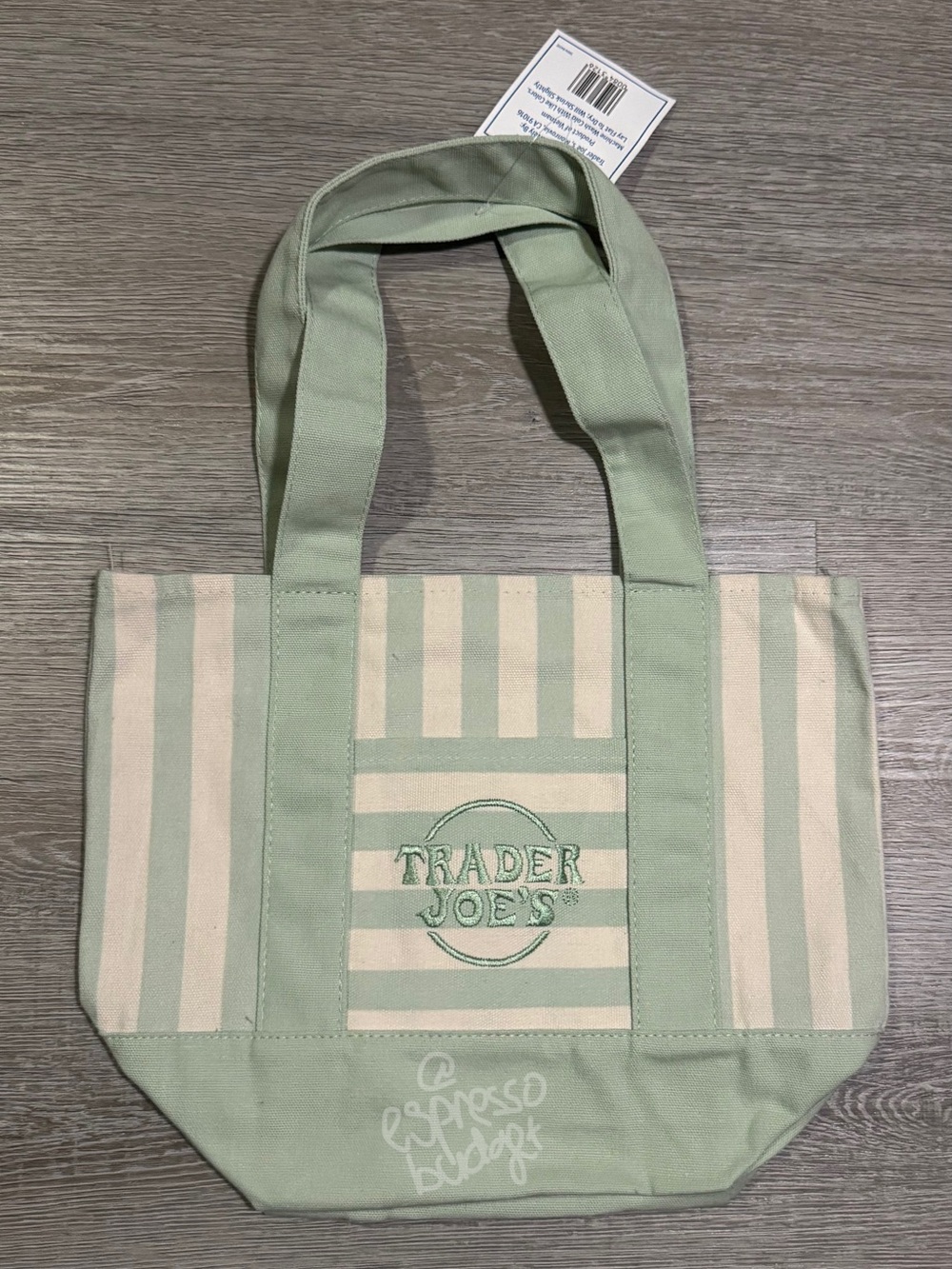 Trader Joe's Set of 12 Mini Tote Bag - Pastel Stripe (Mint, Pink, Blue, Beige) - Picture 3 of 5